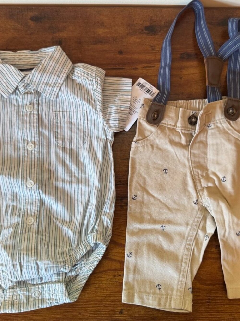 Carter's, 3M, 2-Piece Outfit - Striped Shirt & Anchor Shorts